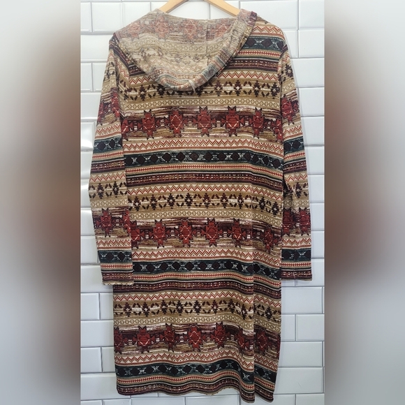CATO Women’s South Western Geometric Print Three Quarter Length Cardigan Hoodie - Picture 4 of 6